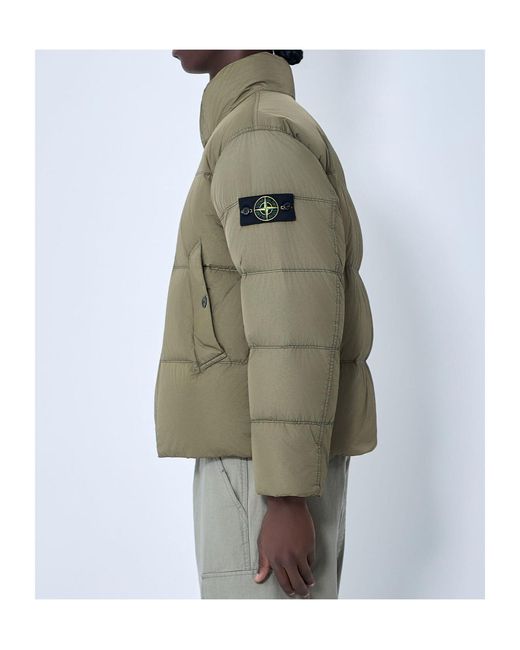 Stone Island Gray Stand Collar Down Jacket for men