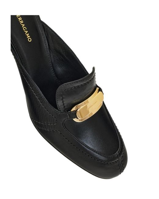Ferragamo Black Ferragamo Elodye Slip-On Mules