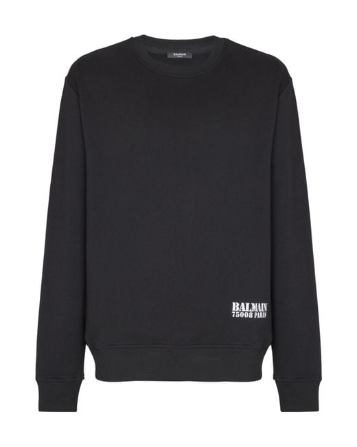 Balmain Black Logo Printed Crewneck Sweatshirt for men