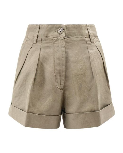 Aspesi Natural Pleated Shorts