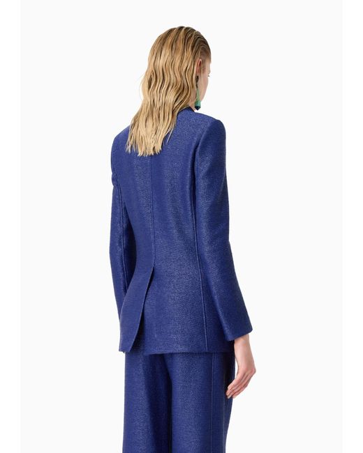 Giorgio Armani Blue Patterned-Jacquard Blazer