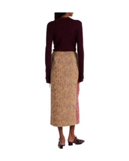 Ganni Pink Lightweight Printed Midi Skirt