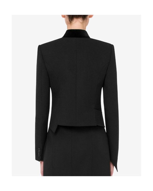 Moschino Black Wool Long-Sleeved Casual Jacket