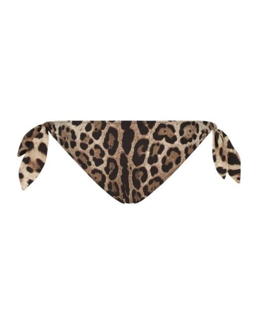 Dolce & Gabbana Brown Leopard-Printed Tie Bikini Bottoms