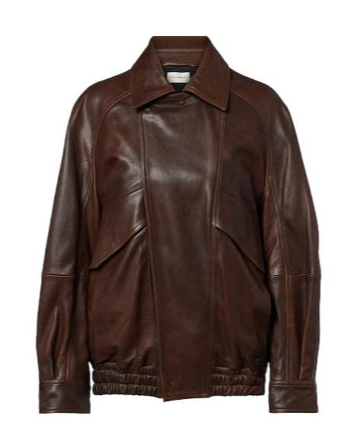 Nour Hammour Brown Rafe Leather Bomber Jacket