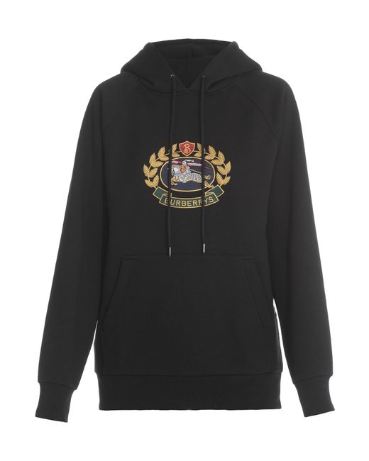 Burberry Black Embroidery Logo Hooded Hooded Hoodie