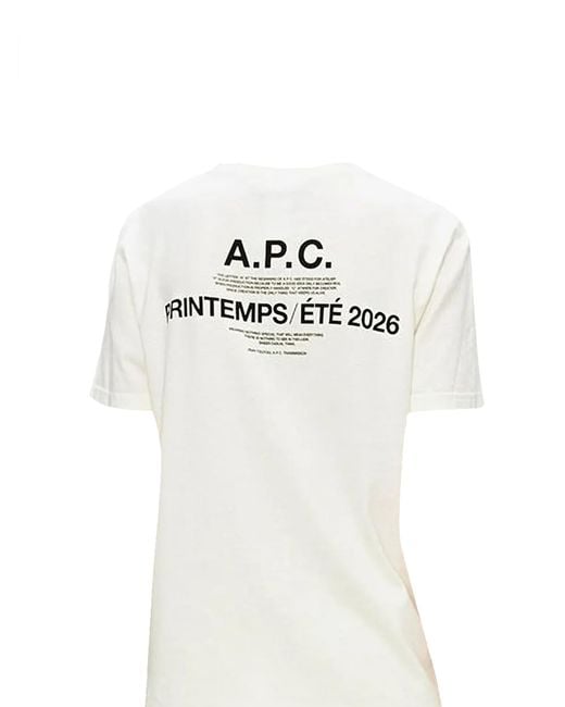 A.P.C. White Logo Printed Crewneck T-Shirt for men