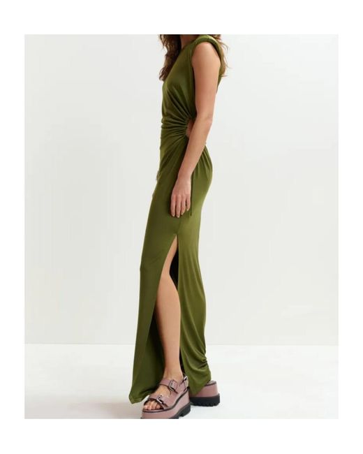Essentiel Antwerp Green Joye 098 Draped Jersey Dress