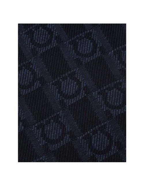 Ferragamo Blue Logo Scarf