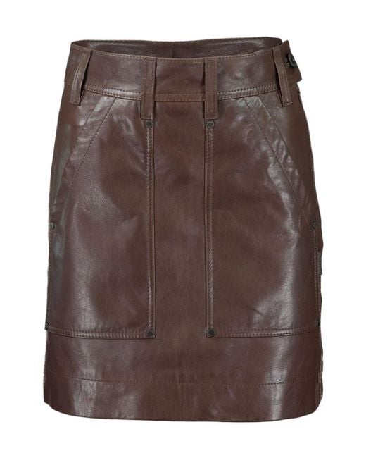 Brunello Cucinelli Brown Cargo Leather Miniskirt