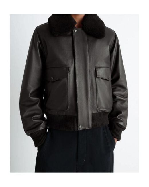 Lemaire Black Leather Blouson for men