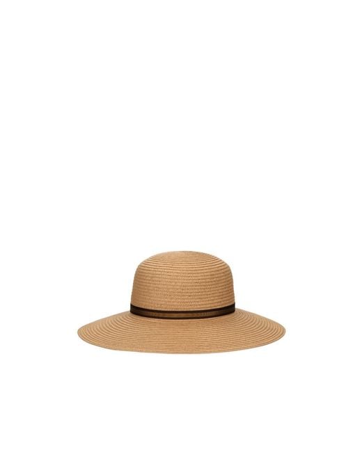 Borsalino White Wide-Brim Ribbon Trim Hat