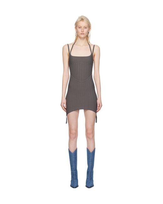 Dion Lee Multicolor Ribbed-Knit Corset Mini Dress