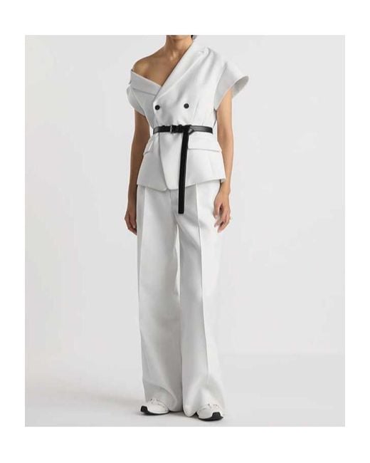 Dior White Christian Pleat Detailed Flared Trousers