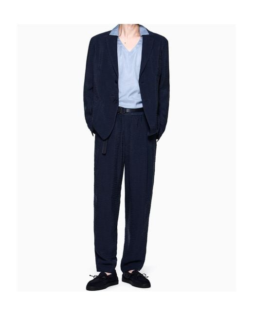 Giorgio Armani Blue Textured Single-Breasted Blazer for men