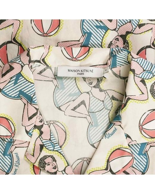 Maison Kitsuné White Graphic-Print Cotton Shirt for men