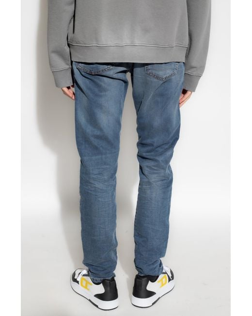 DIESEL Blue Krooley-E-Ne Low-Rise Tapered Jeans for men