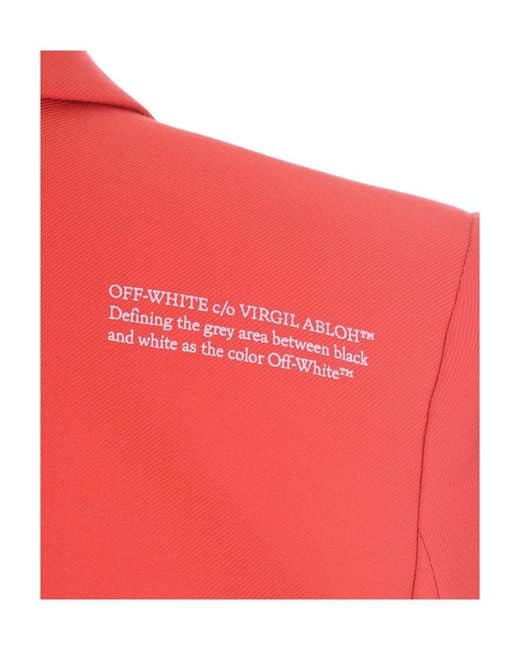 Off-White c/o Virgil Abloh Red Notch Lapels Buttoned Blazer