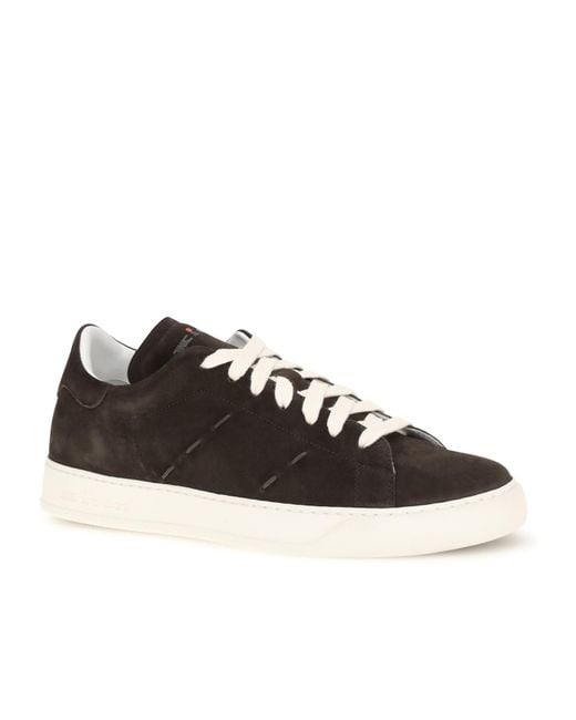 Kiton Black Lace-Up Low-Top Sneakers for men