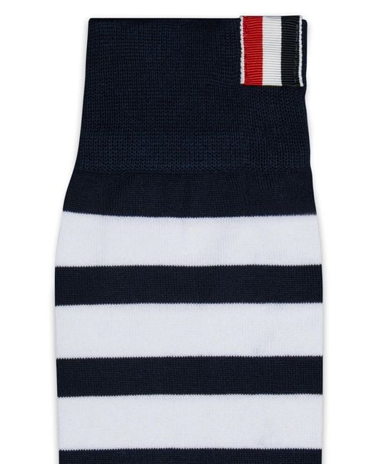 Thom Browne Blue Striped Mid-Calf Socks for men