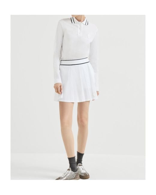 Brunello Cucinelli White Stretch Cotton Piqué Polo Shirt With Logo