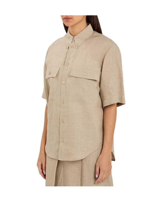Tod's Natural Minimalist Versatile Solid Linen Shirt