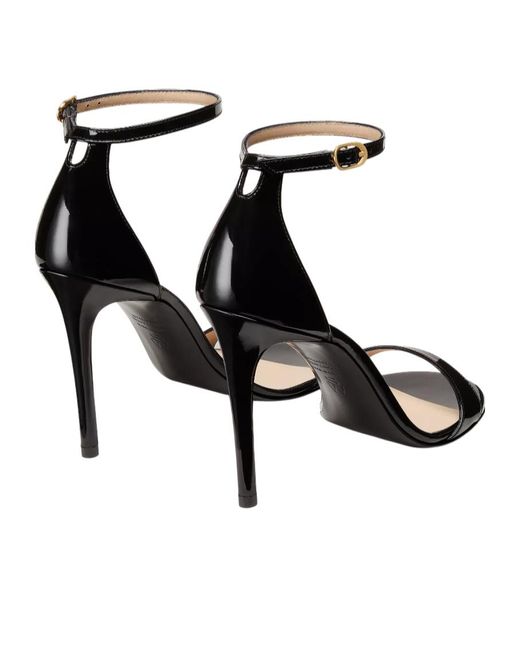 Stuart Weitzman Black Round-Headed High-Heeled Sandals