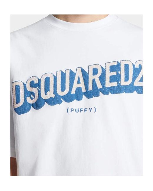 DSquared² White Logo Printed Crewneck T-Shirt for men