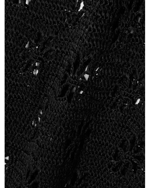 Calle Del Mar Black Crochet Midi Skirt With Floral Motifs