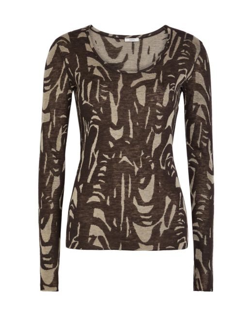 Joseph Brown Patterned Cashmere Top