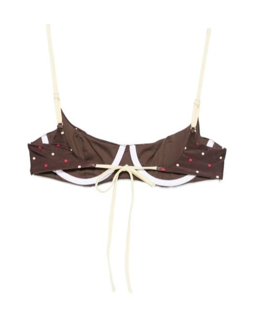 Frankie's Bikinis Brown Polka-Dot Bikini Top