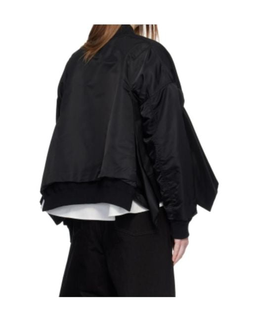 Sacai Black Asymmetric Bomber Jacket