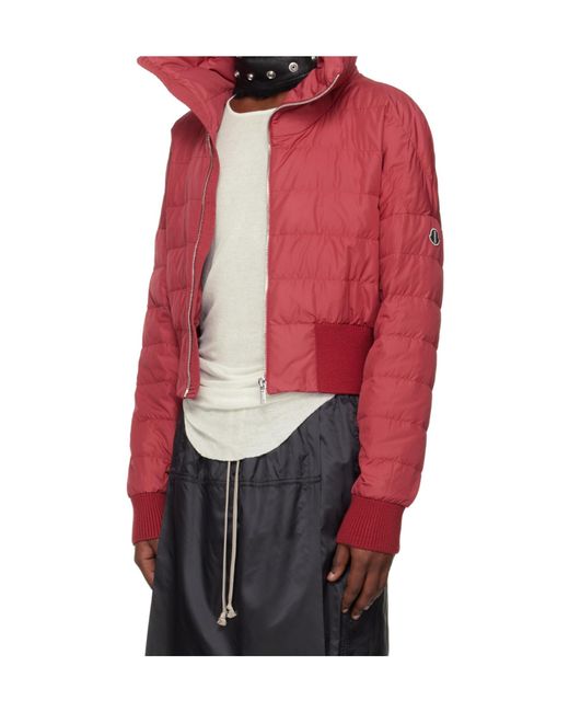 Moncler Red Moncler Rick Owens Cropped Down Jacket for men