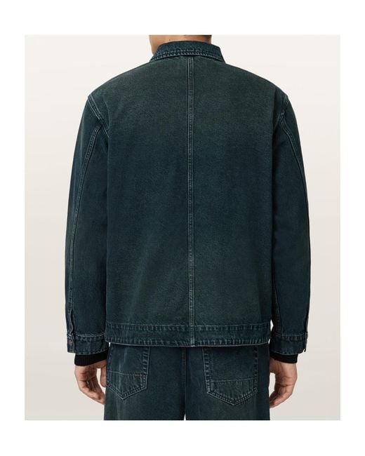 AllSaints Green Castleford Denim Jacket for men