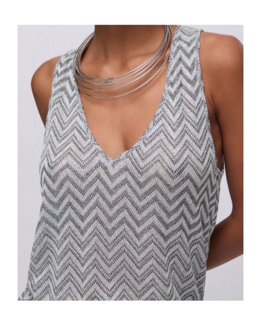 Liu Jo Gray Chevron Knit Top