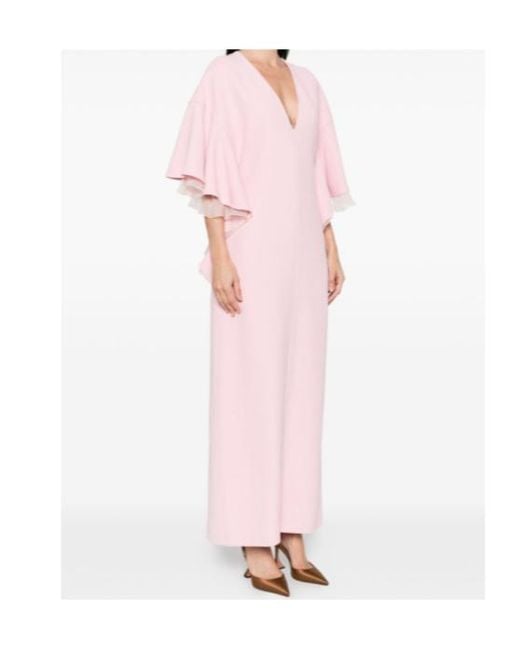 Alberta Ferretti Pink V-Neck Dress