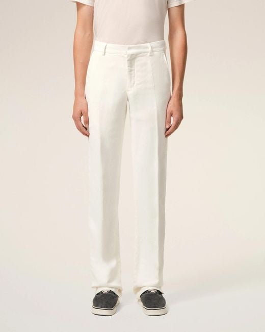 AMI White Buttoned Straight-Leg Pants for men