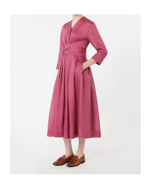 Max Mara Pink Ramie Canvas Midi Dress
