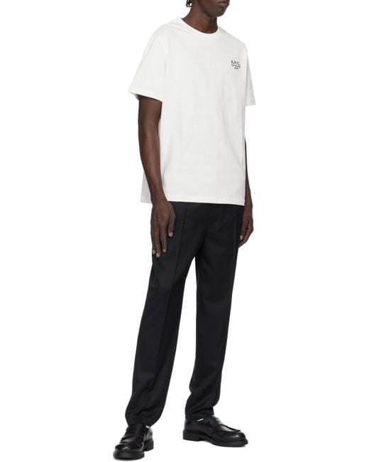 A.P.C. White Logo Embroidered Crewneck T-Shirt for men