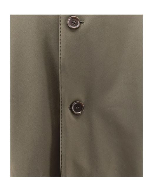 Aspesi Green Single-Breasted Long-Sleeved Coat for men