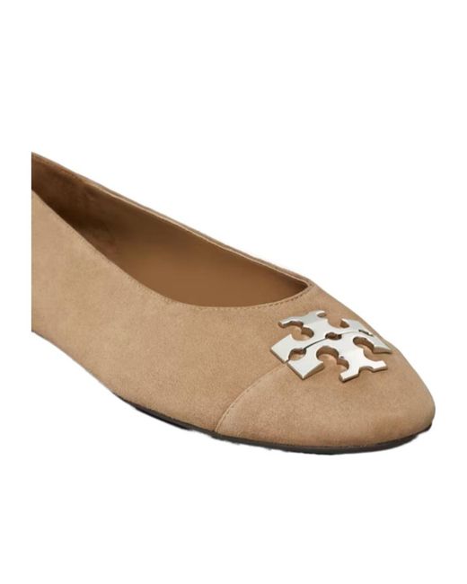 Tory Burch Brown Charlie Logo Ballet Flats
