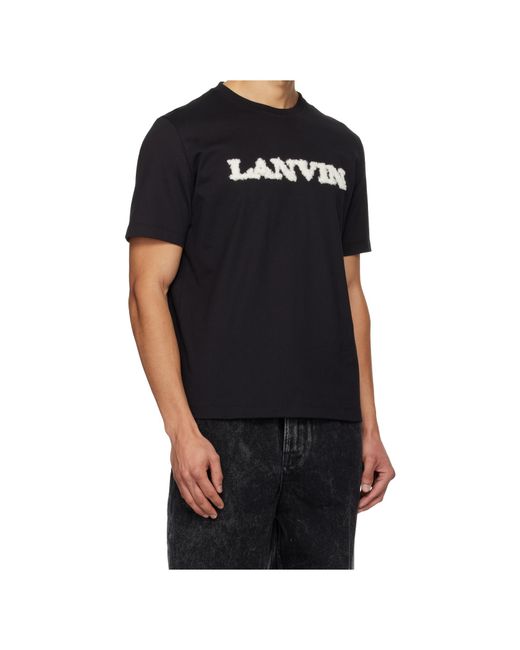 Lanvin Black Imitation Lambswool Logo Cotton T-Shirt for men