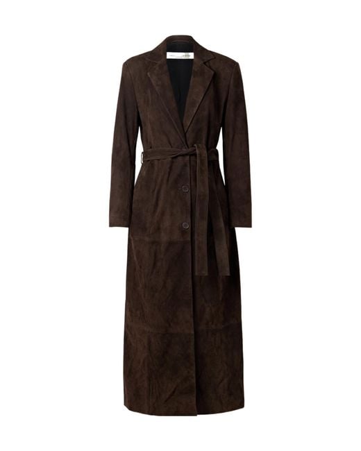 Nour Hammour Black Vesper Belted Suede Coat