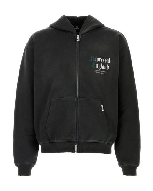 Represent Black Private Members Zip-Up Hoodie for men