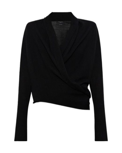 AllSaints Black Draped Knit Top