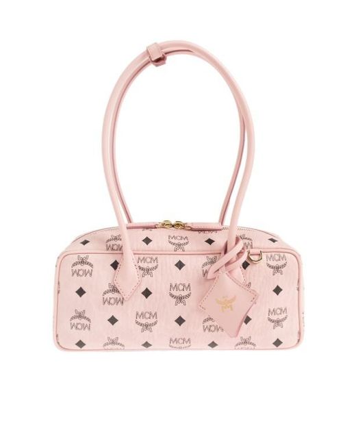 MCM Pink Aren Visetos Shoulder Bag