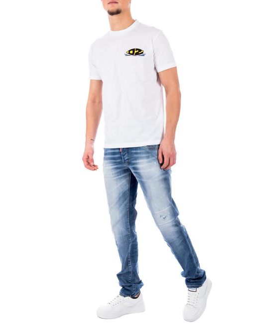 DSquared² Blue Logo Embroidered Straight Leg Jeans for men