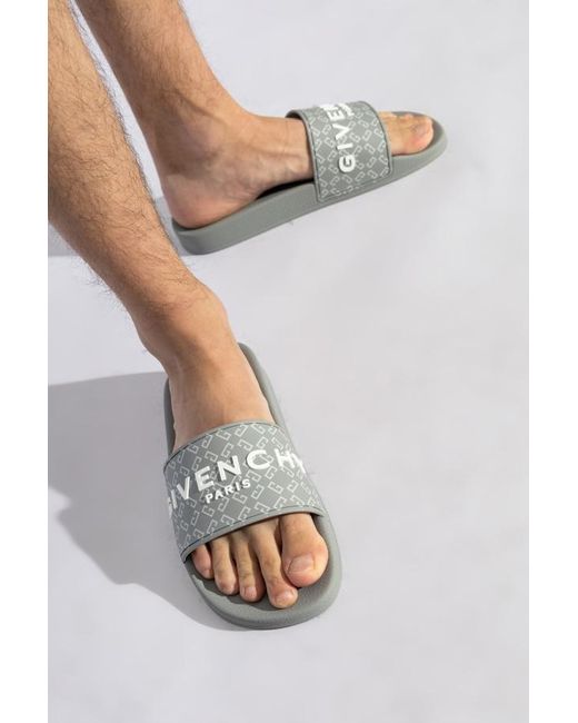 Givenchy White Logo Patch Monogrammed Sandals for men