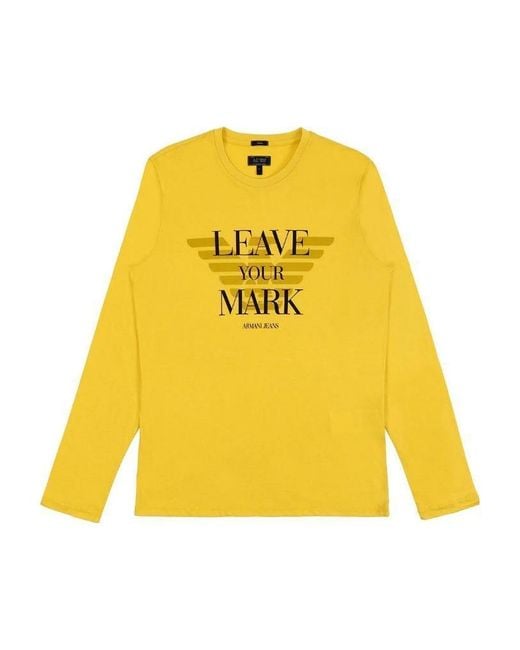 Armani Jeans Yellow T-Shirt With Round Neck And Long Sleeves for men