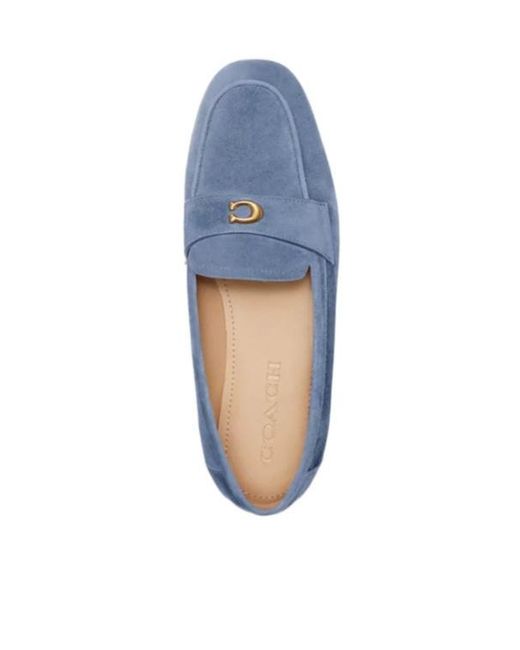 COACH Blue Suede Logo Loafers
